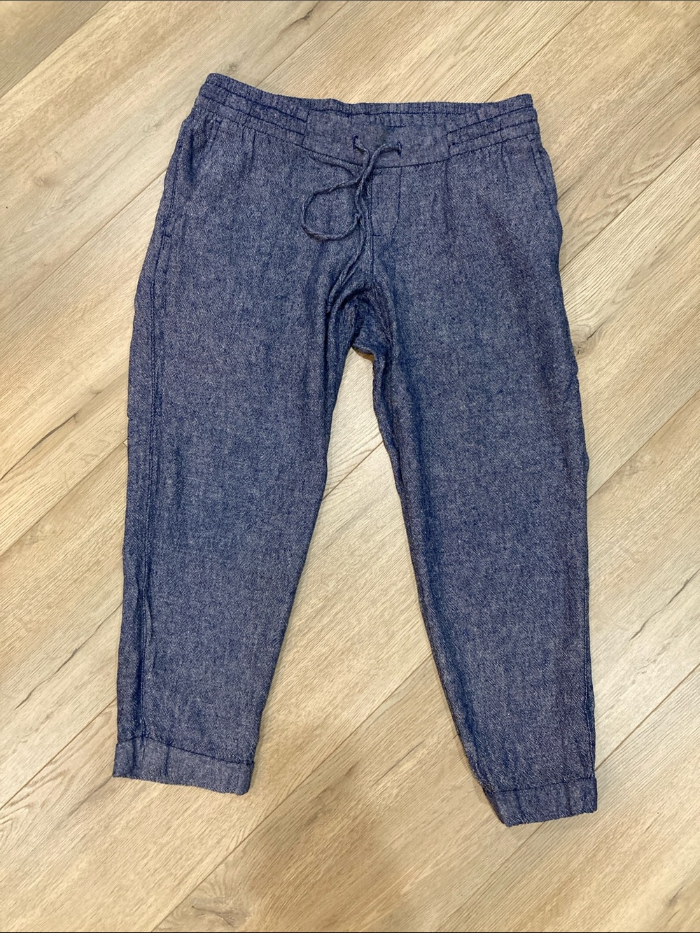 3/$25 Chambray Linen-Blend Tapered Pants